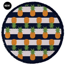 Load image into Gallery viewer, The Nautical Pineapple - Round Beach Towel with Fringe
