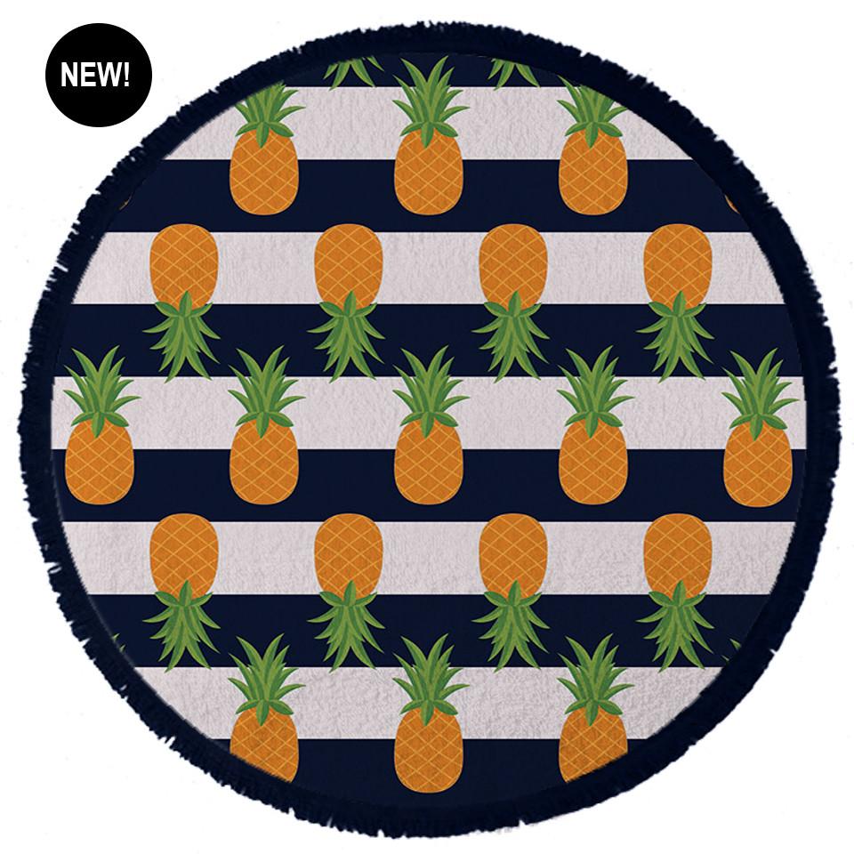 The Nautical Pineapple - Round Beach Towel with Fringe