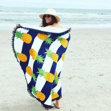 Load image into Gallery viewer, The Nautical Pineapple - Round Beach Towel with Fringe
